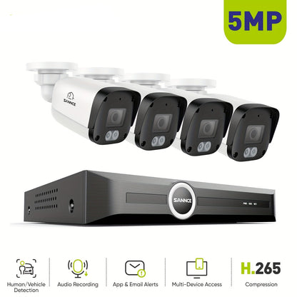 Beveiligingscamera – Camerabewaking – Surveillancecamera – IP-camera – PoE Beveiligingsset – 5MP Resolutie – Nachtzicht 30m
