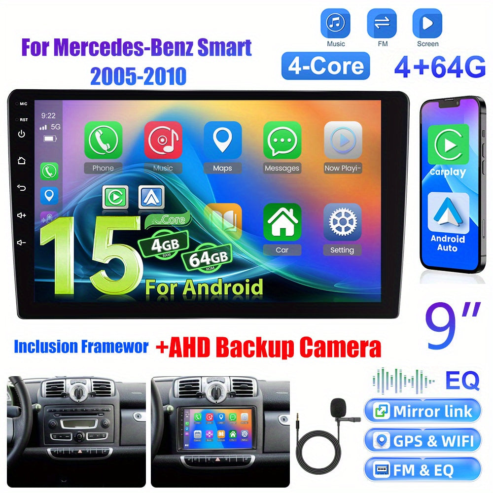 Android Autoradio – Multimedia Speler – Navigatie Systeem – Touchscreen Radio – Car Stereo – 9 Inch IPS Scherm – Wireless CarPlay & Android Auto – AHD Achteruitrijcamera & Stuurwielbediening Met Microfoon