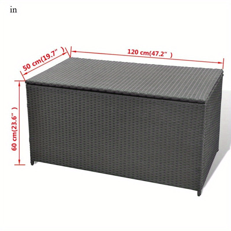 Opbergbox Tuin – Tuinkussenbox – Tuinkist – Tuinopbergkast – Tuinbox – Gevlochten Rattan – Zwart – 120x50x60 cm – Duurzaam & Veelzijdig