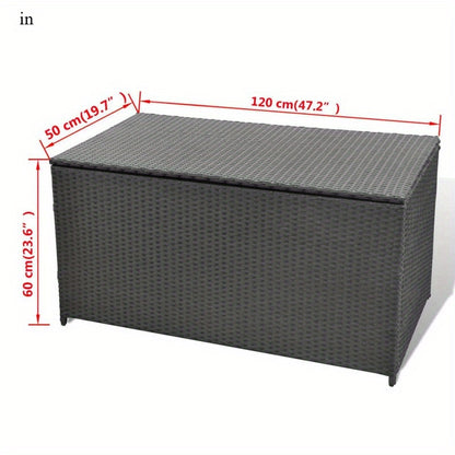 Opbergbox Tuin – Tuinkussenbox – Tuinkist – Tuinopbergkast – Tuinbox – Gevlochten Rattan – Zwart – 120x50x60 cm – Duurzaam & Veelzijdig
