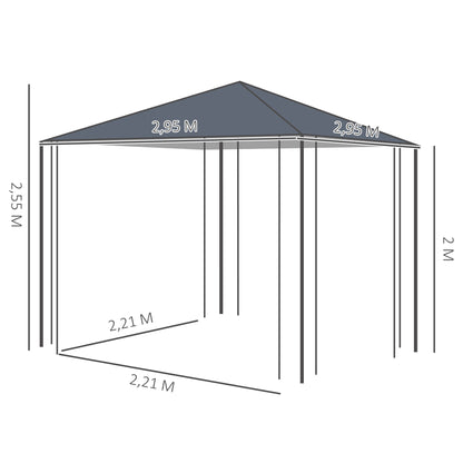 Tuinpaviljoen – Partytent – Pergola – Prieel – Tuintent – Stalen Frame – Waterafstotend Polyester Dak – 2,95 x 2,95 m – Ventilatieopeningen