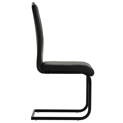 Eetkamerstoelen – Stoel – Dinersstoel – Keukenstoel – Zwarte Stoelen Set van 2 – Kunstleer Met Schuimvulling – Stalen Frame