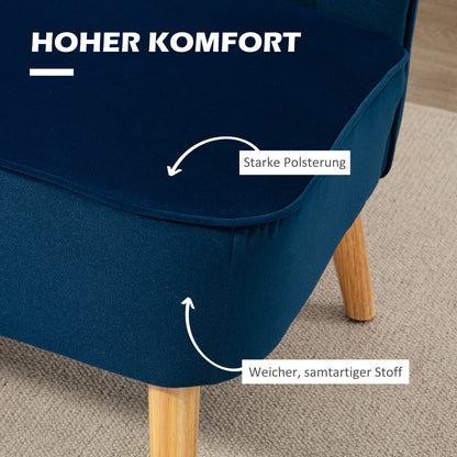 Bankstel – 2-Zitsbank – Tweezitsbank – Zitbank – Sofa – Compact Formaat – Polyester Stof Blauw
