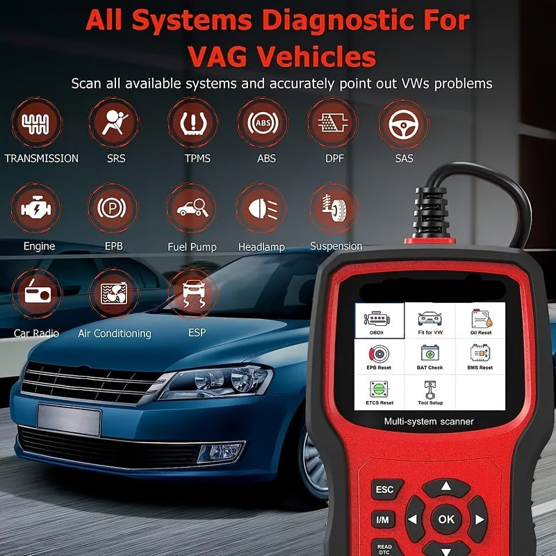 OBD2 Scanner – Autodiagnose Tool – Code Lezer – Uitleesapparaat – Diagnoseapparaat – Volledige Systeemdiagnose – 6 Resetfuncties