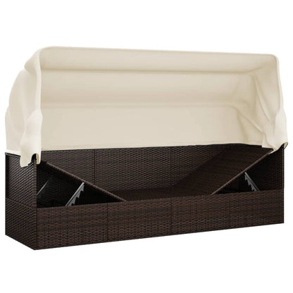 Loungebed – Tuinbed – Balkonbed – Relaxbed – Poly Rattan – Verstelbare Zonwering – Comfortabele Kussens