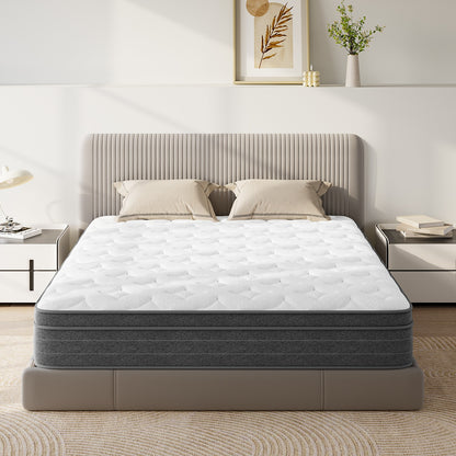 Memory Foam Sprung Hybrid Mattress Medium Firm | Double Bed Mattresses for Pressure Relief & Comfortable Sleep, Polyester Blend Cover, NECHE Brand