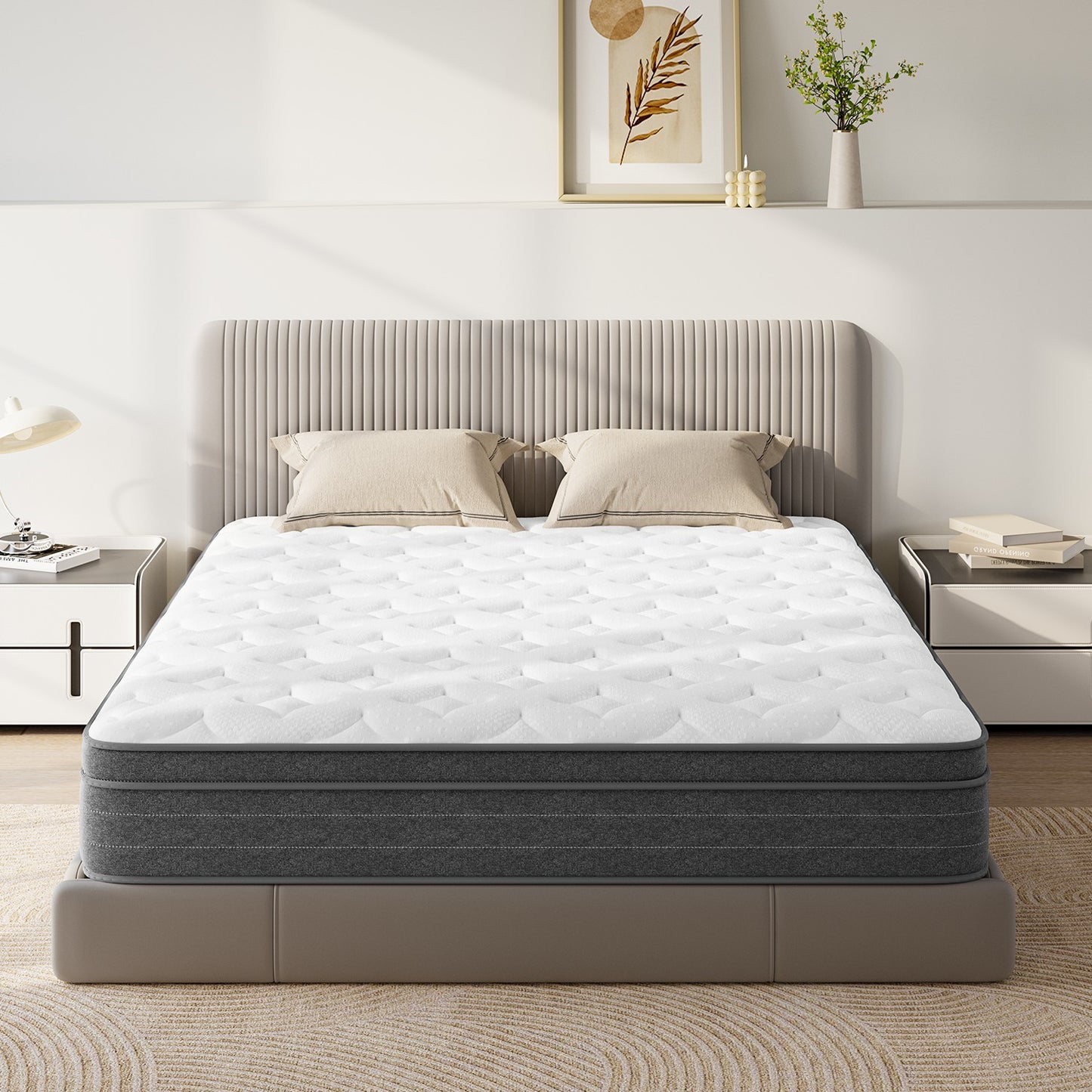 Memory Foam Sprung Hybrid Mattress Medium Firm | Double Bed Mattresses for Pressure Relief & Comfortable Sleep, Polyester Blend Cover, NECHE Brand