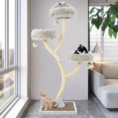 Kattenboom – Kattenmeubel – Kattenkrabpaal – Kattenhuis – Krabmeubel – Hoogwaardige Metalen Constructie – Wasbare Pluche Kussens – Extra Hoog Design – Speel- en Klimparadijs Voor Kittens en Volwassen Katten
