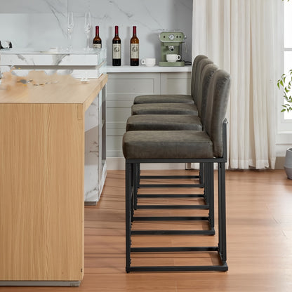 Krukken – Barkrukken – Stoelen – Zitkrukken – Keukenkrukken – Zithoogte 60,96 cm – Met Rugleuning en Metalen Frame