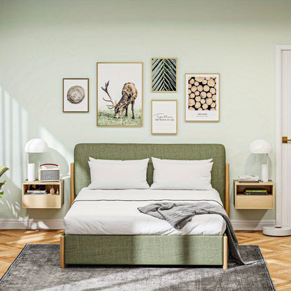 Zwevend Nachtkastje – Wandkastje – Hangend Nachtkastje – Muurkastje – Bedkastje – Natuurlijk Houtlook – Ruimtebesparend Design – 45x35x27,5 cm Hoogwaardige Materialen