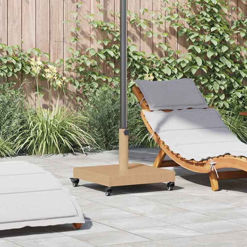 Parasolvastzetter – Parasolvoet – Parasolhouder – Parasolstandaard – Parasolpen – Licht Houtdesign – 45x45x31,5 cm – Weerbestendig & Met Remmen - Bruin