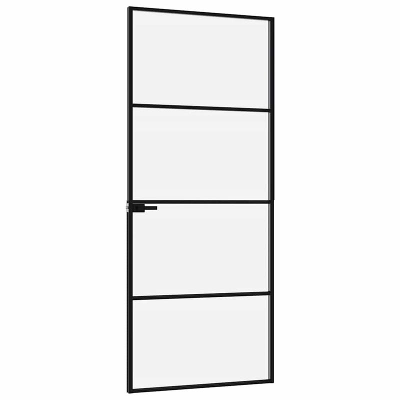 Binnendeur – Zwarte Deur – Interne Deur – Glazen Deur – Aluminium Deur – Temper Veilig Glas – Slank Design 83x201,5 cm