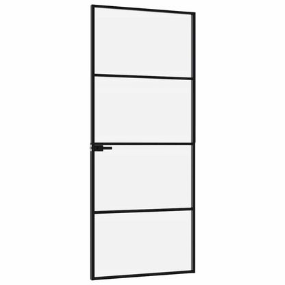 Binnendeur – Zwarte Deur – Interne Deur – Glazen Deur – Aluminium Deur – Temper Veilig Glas – Slank Design 83x201,5 cm