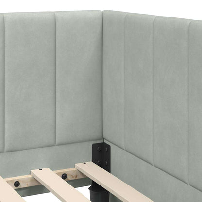 Bedframe – Bed – Eenpersoonsbed – Slaapbank – Kinderbed – Blauw Velvet Hoofdbord – Stevig Plaatmateriaal – Lattenbodem 80x200 cm