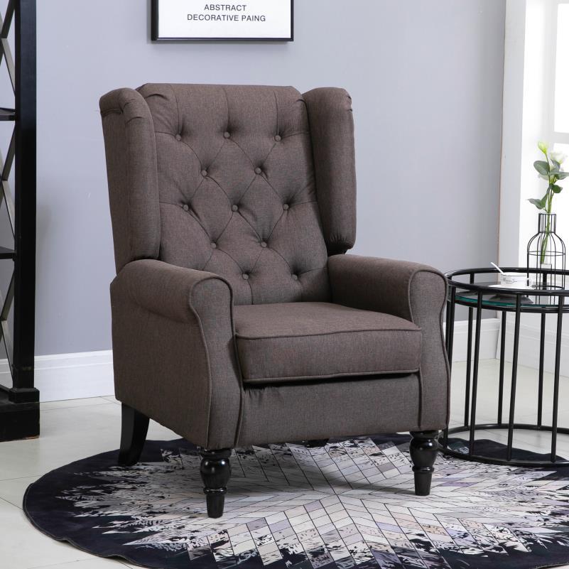 Fauteuil – Relaxstoel – Zetel – Leesstoel – Stoel – Ergonomisch Design – Polyester vulling – Houten Poten – Bruin – 76x86x108 cm – Stevige Rugleuning – Gemakkelijk Schoonmaakbaar