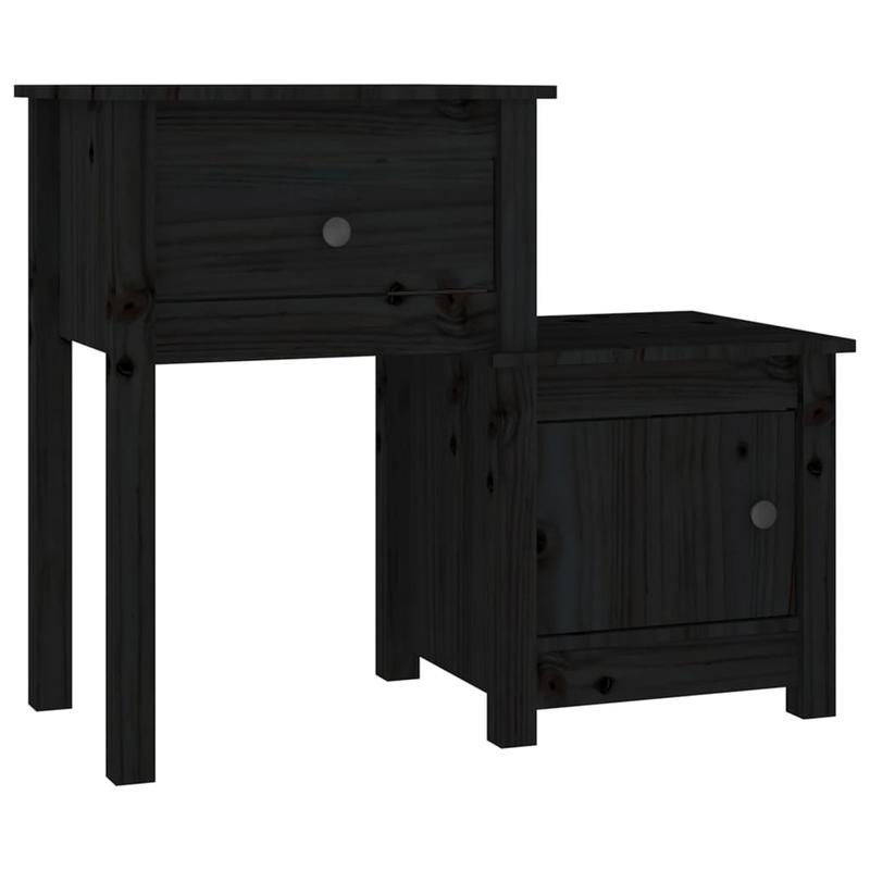 Nachtkastjes 2 st 79.5x38x65.5cm massief grenenhout zwart