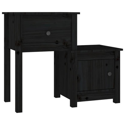 Nachtkastjes 2 st 79.5x38x65.5cm massief grenenhout zwart