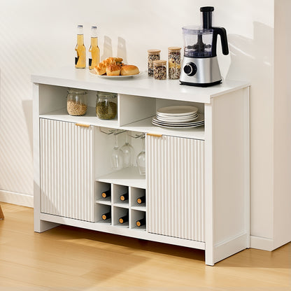 Dressoir – Sideboard – Buffetkast – Opbergkast – Keukenkast – Modern – Wijnrek Voor 6 Flessen – Glazenhouder Voor 4 Wijnglazen – MDF En Metaal – 105x40x85 cm