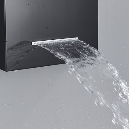 Douchepaneel – Douchetoren – Regendouche – Waterval Douche – Massagejets – Mat Zwart – Roestvrij Staal – 5 Functies Met Handdouche En Badkraan