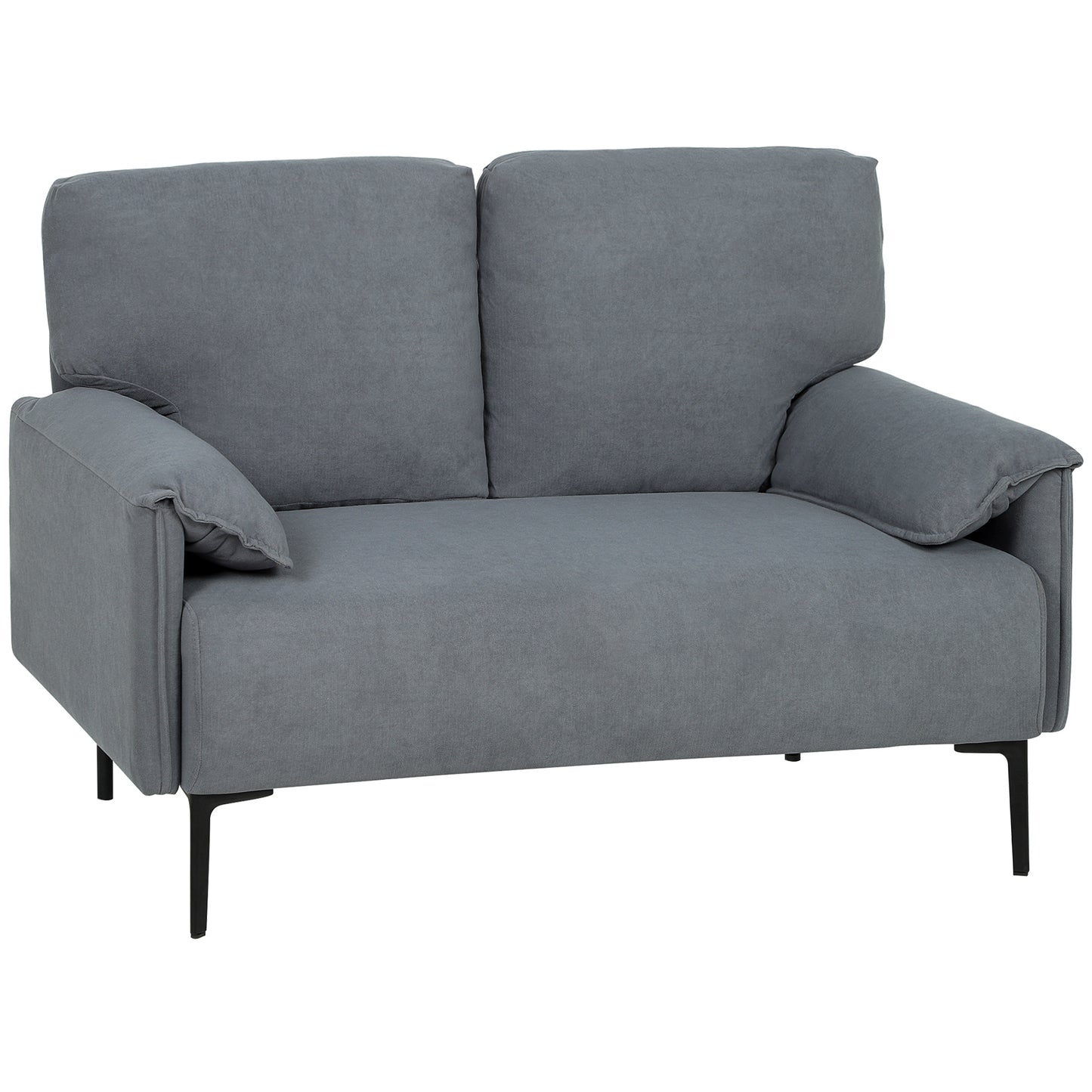 2-Zits Bank – Tweezitsbank – Loveseat – Sofa – Zithoek – Grijs – Fluwelen Bekleding – Extra Dikke Kussens