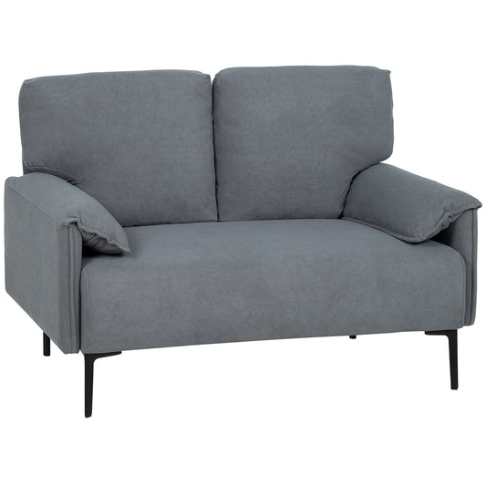 2-Zits Bank – Tweezitsbank – Loveseat – Sofa – Zithoek – Grijs – Fluwelen Bekleding – Extra Dikke Kussens