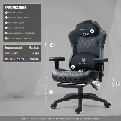Ergonomische Gamingstoel – Bureaustoel – Gamestoel – Draaistoel – Office Chair – Verstelbare Voetsteun – Sofa-Grade Verenmatras – Zwart-Goud