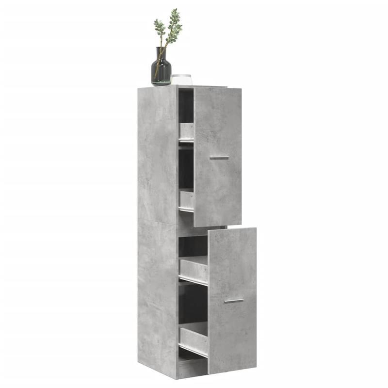 Badkamerkast – Medicijnkastje – Spiegelkast – Opbergkast – Kolomkast – Modern Grijs – 30x41x144 cm – Hout & MDF – Ruimtebesparend – Eenvoudige Montage