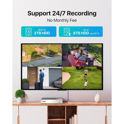8-Kanaals Beveiligings-DVR – Security Recorder – Video-opnamesysteem – Surveillance Recorder – Toezicht DVR – 2TB HDD Opslag – Bewegingsdetectie Met Pushmeldingen
