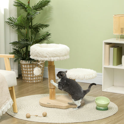 Krabpaal – Kattenboom – Katzenkratzbaum – Krabmeubel – Kattenmeubel – Wit – Met Zacht Wasbaar Kattenbed – Stevige Houten Constructie