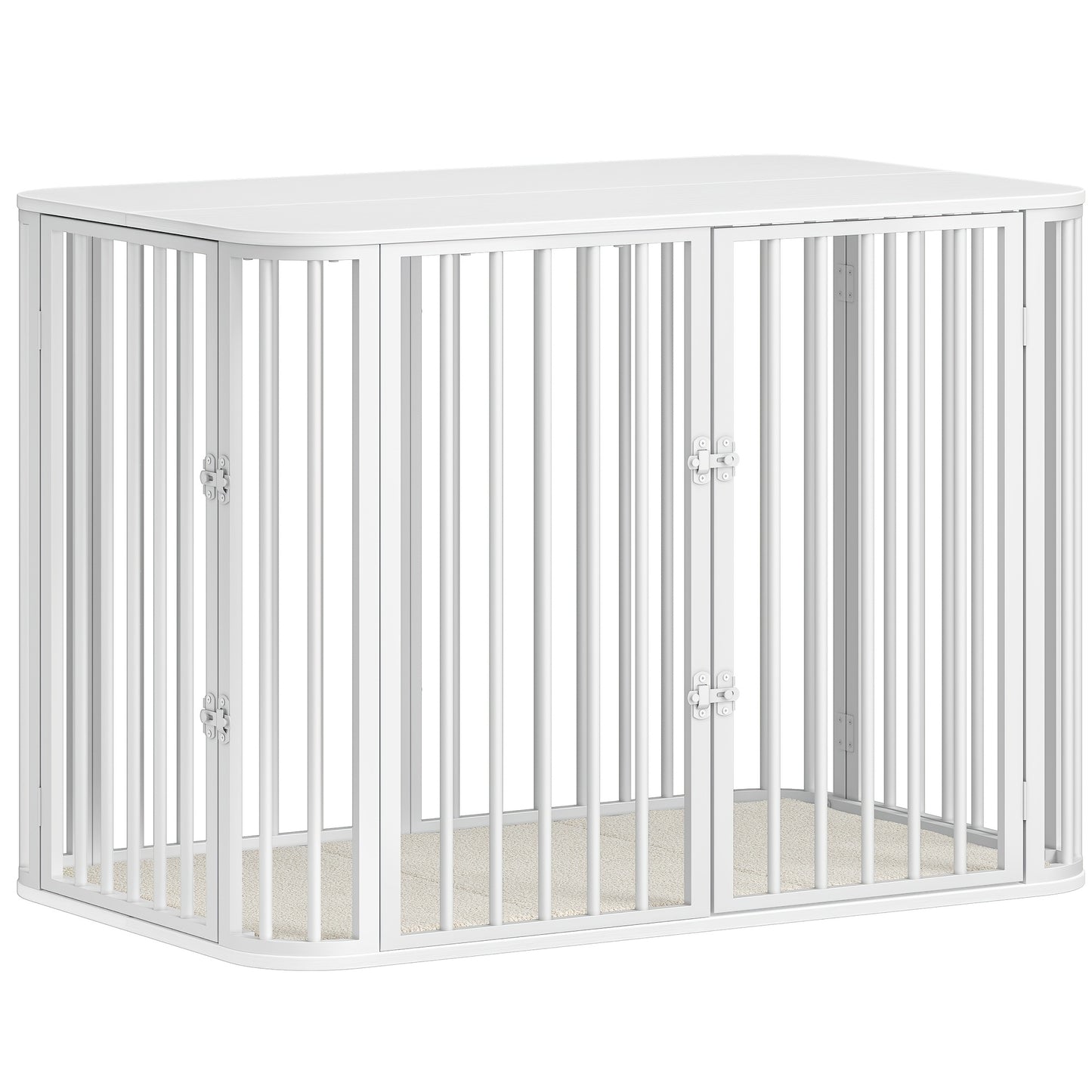 Hondenbench – Hondenkooi – Hondenhok – Hondenrek – Hondenkrat – Wit – Stevig Houten Frame – Afneembaar Wasbaar Kussen