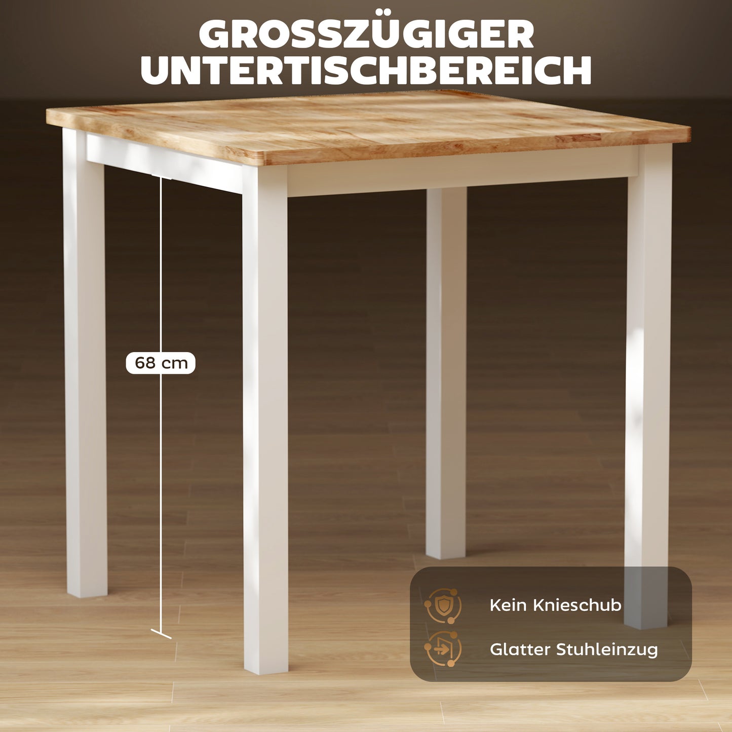 Eettafel – Tafel – Meubel – Klaptafel – Eethoek – Rubberhout – Compact 69x69 cm – Stevig en Duurzaam