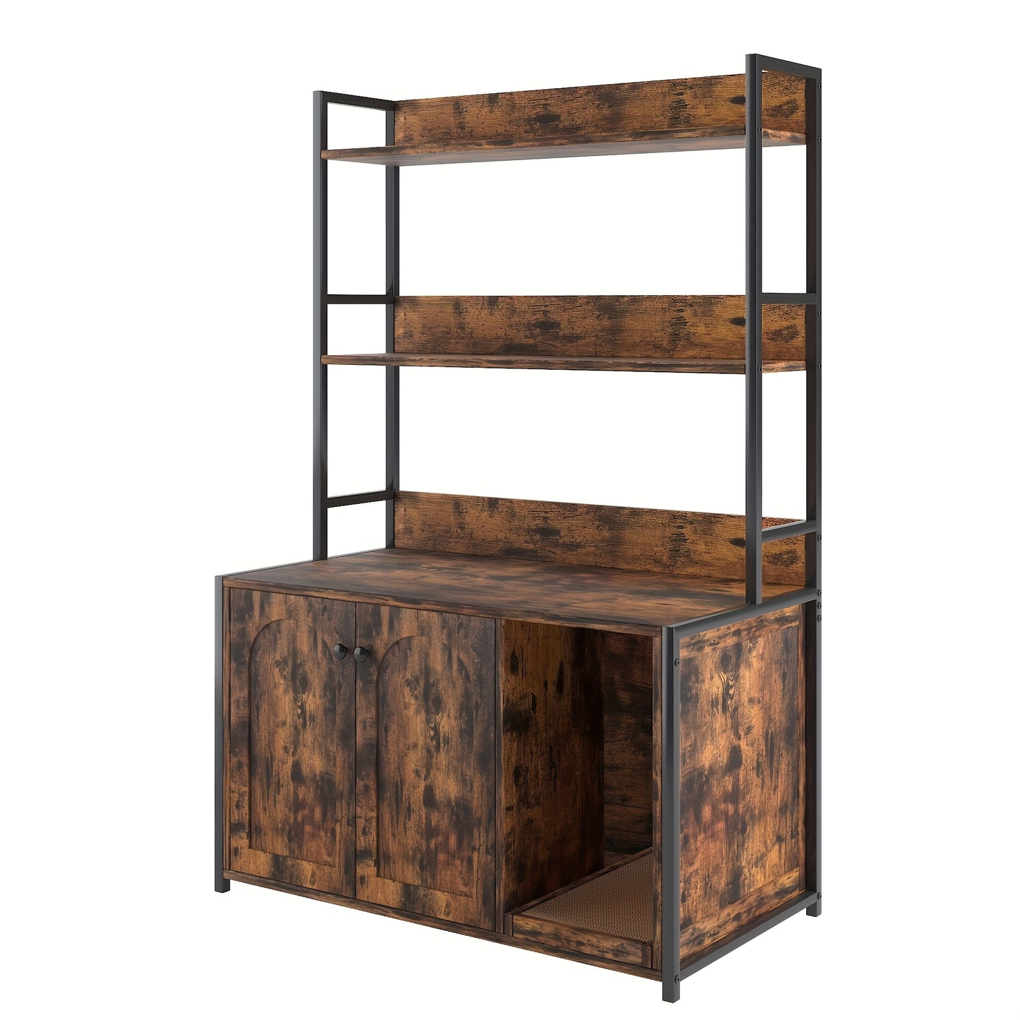 Kattenbakkast – Kattenhuis – Kattenbakmeubel – Kattenbak Ombouw – Kattenbak Cabinet – Wit – Dubbele Deuren – Ventilatiesysteem – Ruime Binnenafmetingen – Eenvoudig Schoon Te Maken