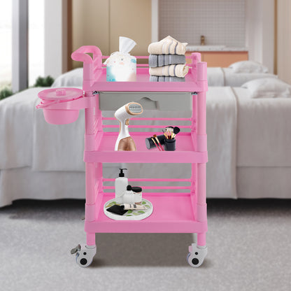 Beauty Trolley – Make-up Koffer – Schminkkoffer – Cosmetica Koffer – Opbergtrolley Roze – 3 Laags Met Lade – Mobiele Opbergruimte – 100 Kg Draagvermogen