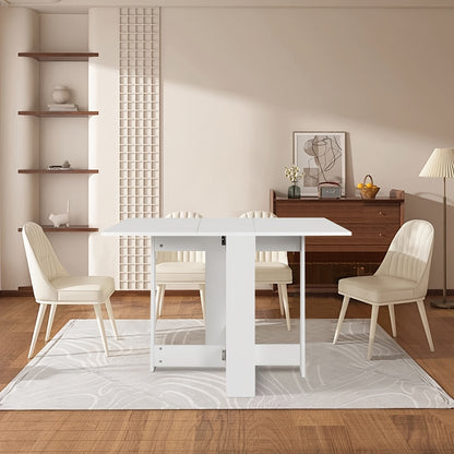 Modern Space-Saving Dining Table for 2-6 People | White Rounded Edge Design | Compact Apartment Kitchen Island Table | 103x76x73cm | Easy Assembly Included, Quality Construction, Table for Living Room