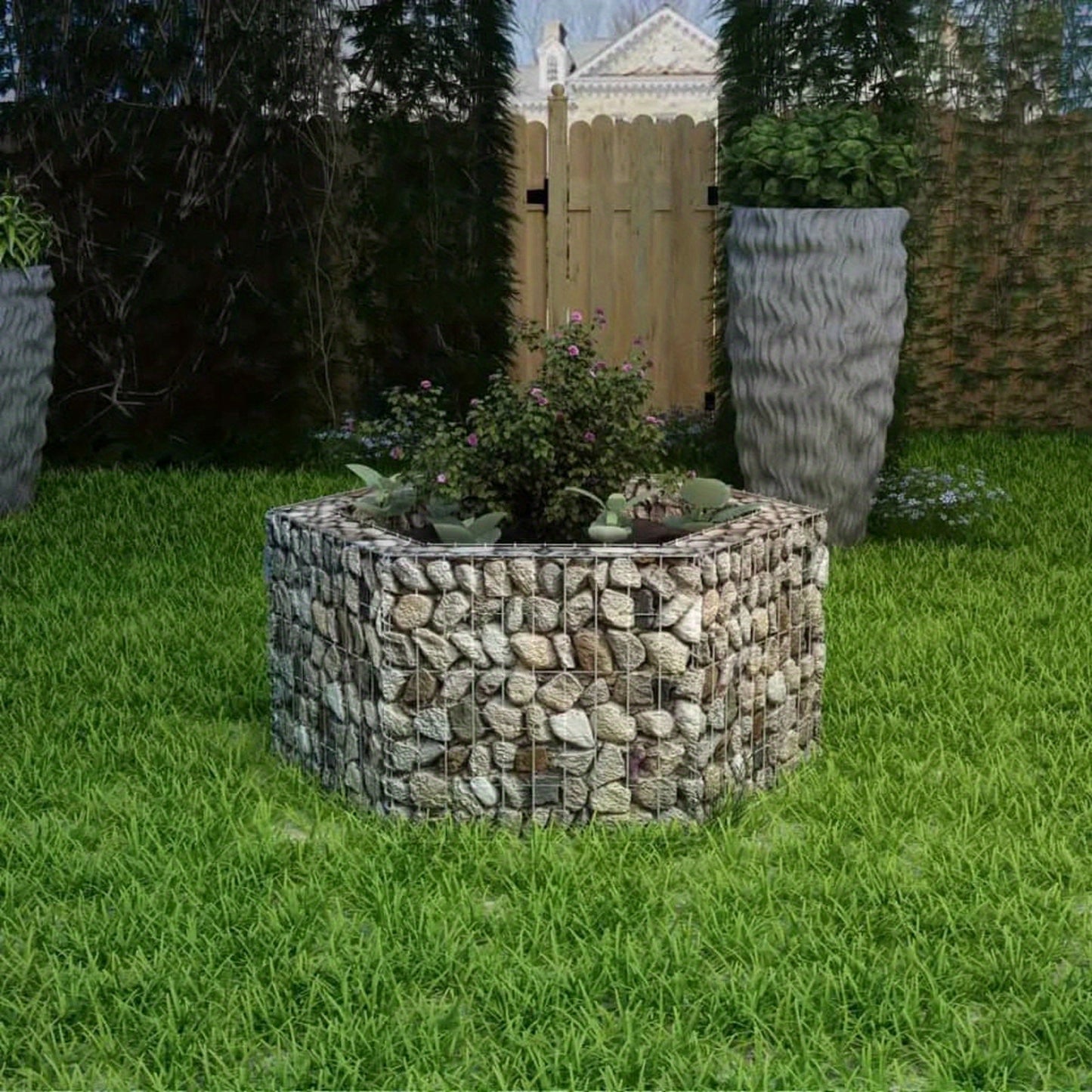 Hexagonale Gabion Plantenbak – Tuinbak – Bloembak – Tuinbakje – Plantenmand – Gecoat Staal – 100x90x50 cm – Stevige Constructie – Weerbestendig