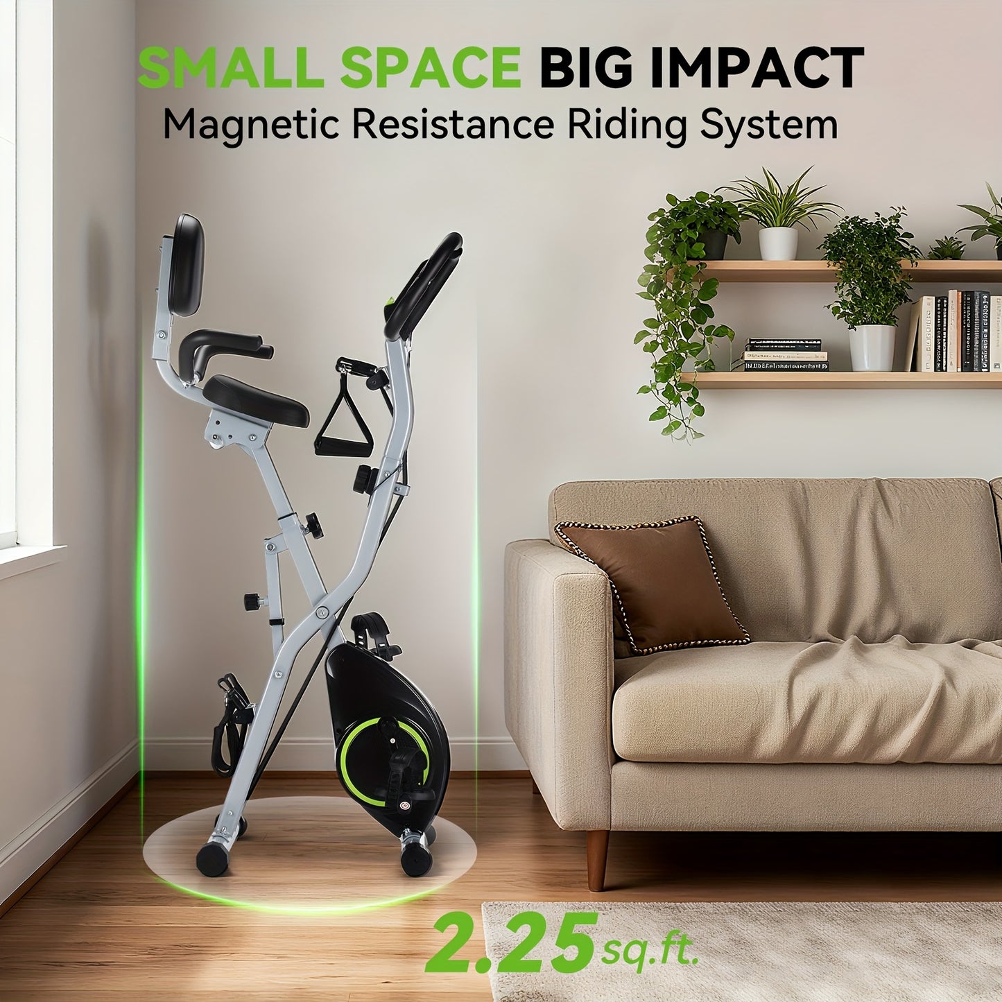 Hometrainer – Fitnessfiets – Spinningfiets – Stoelfiets – Ergometer – Inklapbaar Ontwerp – 8 Verstelbare Hoogtes – Magnetische Weerstand – Hartslagmeter – LCD Display – App Connectiviteit