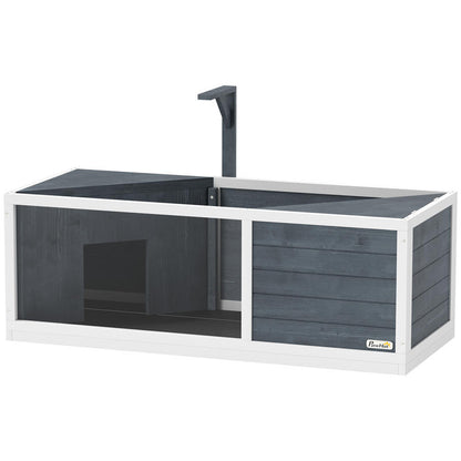 Turtle house with easy-open top, lamp fixture, transparent front, 120 x 50 x 40cm, grey, Reptile Habitat, Exotic Pet Housing, Modern Reptile House, Stylish Animal Cage, Transparent Terrarium, Reptile Enclosure, Exotic Pet Kee