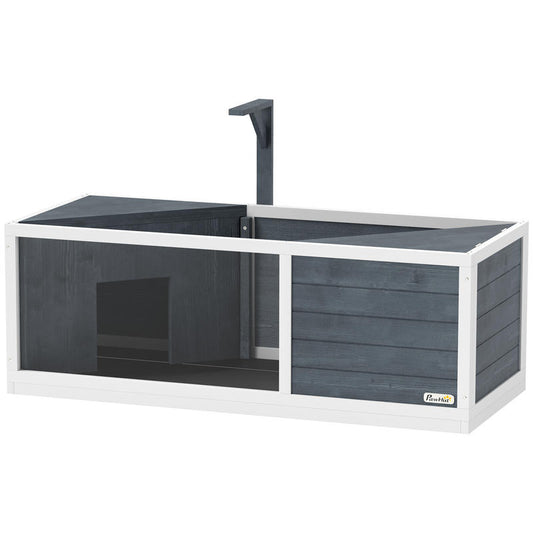 Turtle house with easy-open top, lamp fixture, transparent front, 120 x 50 x 40cm, grey, Reptile Habitat, Exotic Pet Housing, Modern Reptile House, Stylish Animal Cage, Transparent Terrarium, Reptile Enclosure, Exotic Pet Kee