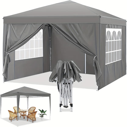3x3m Pop-Up Canopy Tent with 4 Removable Side Walls Portable Commercial Instant Shelter Includes Carry Bag, Ropes, and Pegs Party Tent Ideal for Gardens, Festivals, Camping BBQs, Backyards, Weddings, Parties, and Outdoor Mark