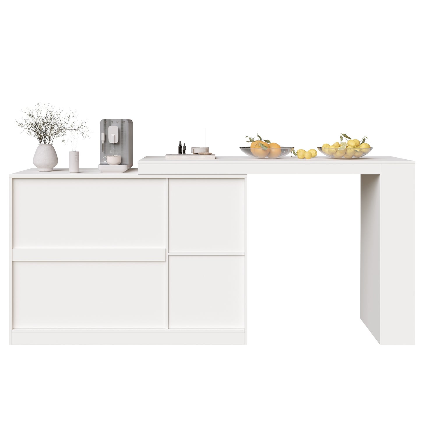 Keukeneiland – Keukenbar – Keukenkast – Buffetkast – Serveerwagen – 360° Draaibaar – Modern MDF Wit 120x40x97 cm