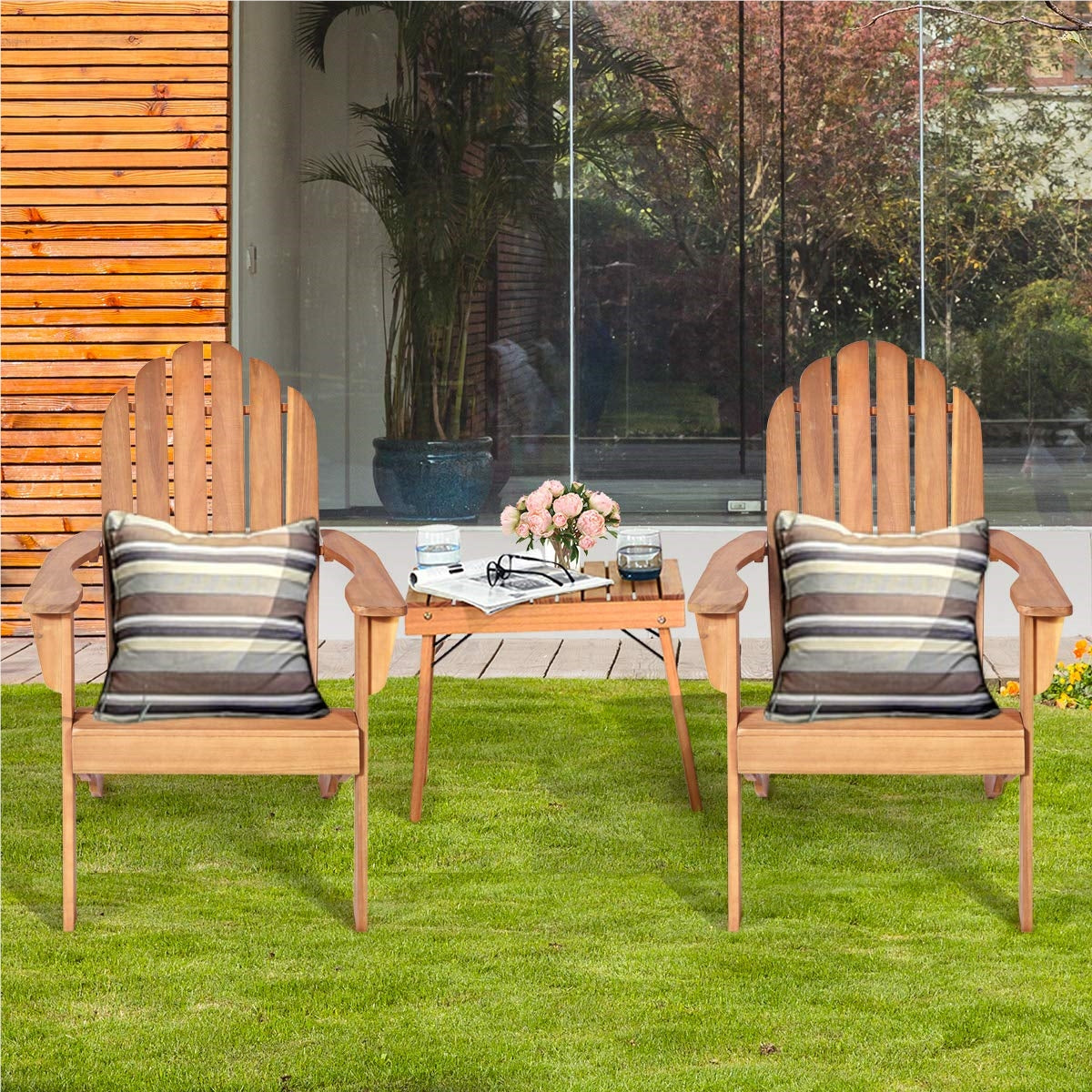 Adirondack Tuinstoel – Tuinstoel – Tuinfauteuil – Buitenstoel – Terrasstoel – Acaciahout – Weerbestendig – 160 Kg Draagkracht – Natuurlijk Vernieuwd Design