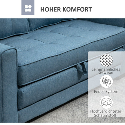 Slaapbank – Bedbank – Logeerbed – Uitklapbank – Sofa – Linnen Look – Massief Rubberhout – 147,5x75x85 cm – 2-Zits – Grijs