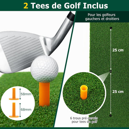 Golf oefenmat – Golfmat – Putting Mat – Trainingsmat – Kunstgras mat – Antislip EVA-onderlaag – Inclusief 2 Rubber Tees & 2 Alignment Sticks – 152x117 cm