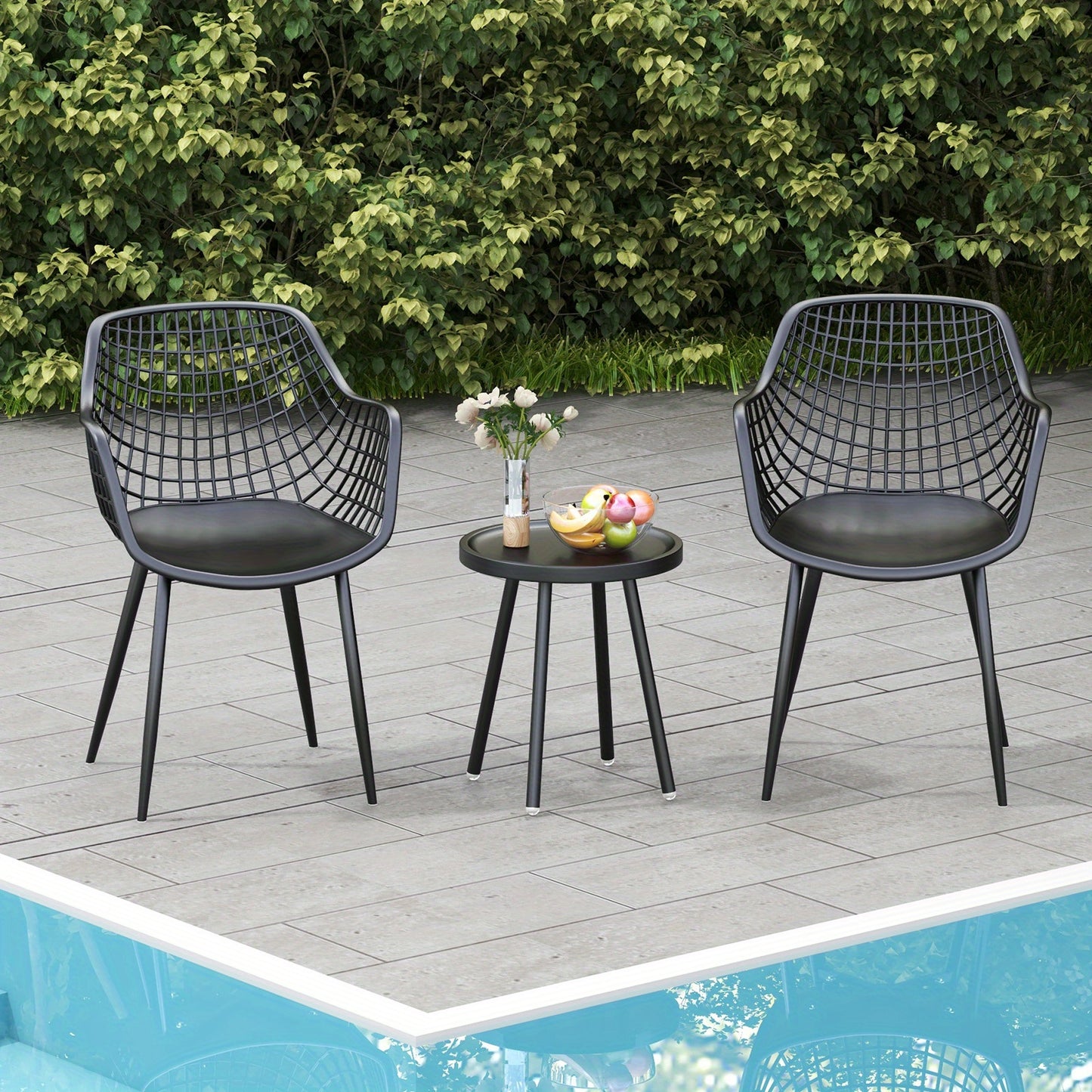 Tuinstoelset – Tuinstoelen – Bistroset – Stoel En Tafel Set – Balkonset – PP Zitting En Tafelblad – Metalen Frame – Comfortabel En Weerbestendig