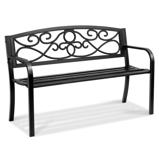 Tuinbank – Buitenbank – Parkbank – Terrasbank – Zithoekbank – Metalen Frame – Weerbestendige Poedercoating – 127 cm Breed – Draagvermogen 250 kg