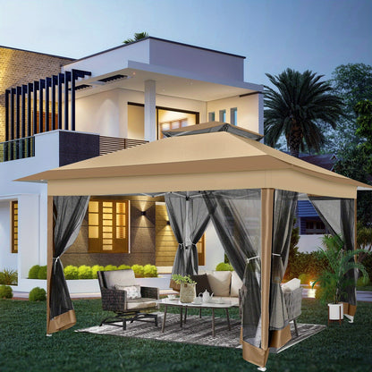 3.6x3.6/12x12ft Instant Pop-Up Tent UPF 50+, Portable Automatic Eaves Gazebo with Mosquito Net & Double Vent Roof - Easy Setup Outdoor Canopy Suitable for Beach, Camping, Patio, Garden (Carrying Bag Included)