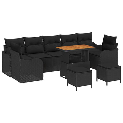 Tuinbank – Buitenbank – Loungeset – Tuinmeubel – Modulaire Tuinbank – Weerbestendig Kunststof Rattan – Verstelbare Pooten - Zwart