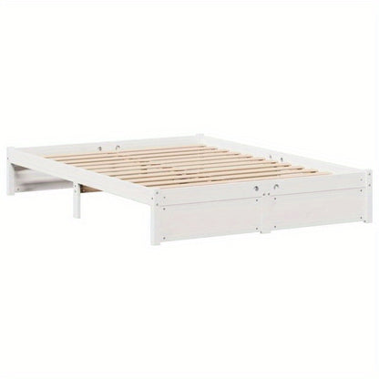 Bedframe – Boekenkastbed – Bed – Eenpersoonsbed – Opbergbed – Modern Wit – Stevig Dennenhouten Frame – 120x200 cm – Eenvoudige Montage