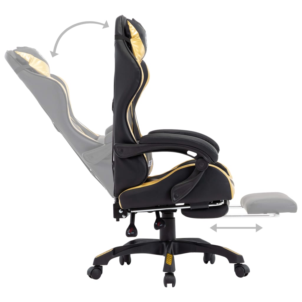 Gamestoel – Gaming Stoel – Game Stoel – Gaming Chair – Racestoel – Verstelbare Rugleuning – Inklapbare Voetsteun – Kunstleren Bekleding – 360° Draaibaar