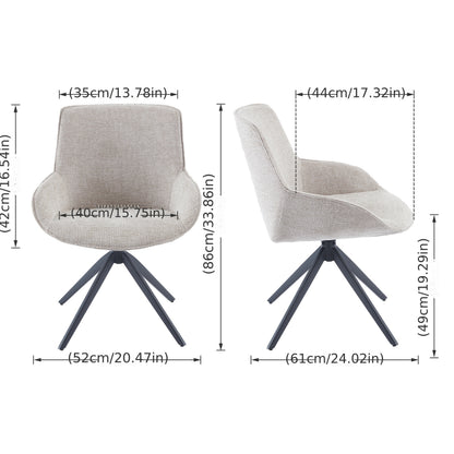 Draaibare Eetkamerstoelen – Eetkamerstoelen – Keukenstoelen – Stoelen – Zithoekstoelen – Witte Polyester Bekleding – Stevig Metalen Frame – Set van 2